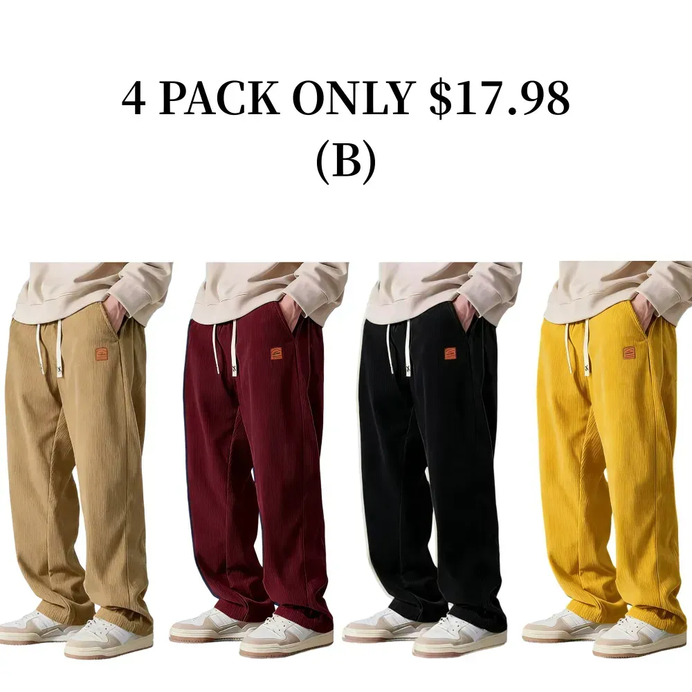⚡Men's Corduroy Straight-Leg Sweatpants Autumn New Arrival Loose Fit Wide-Leg Casual Pants⚡