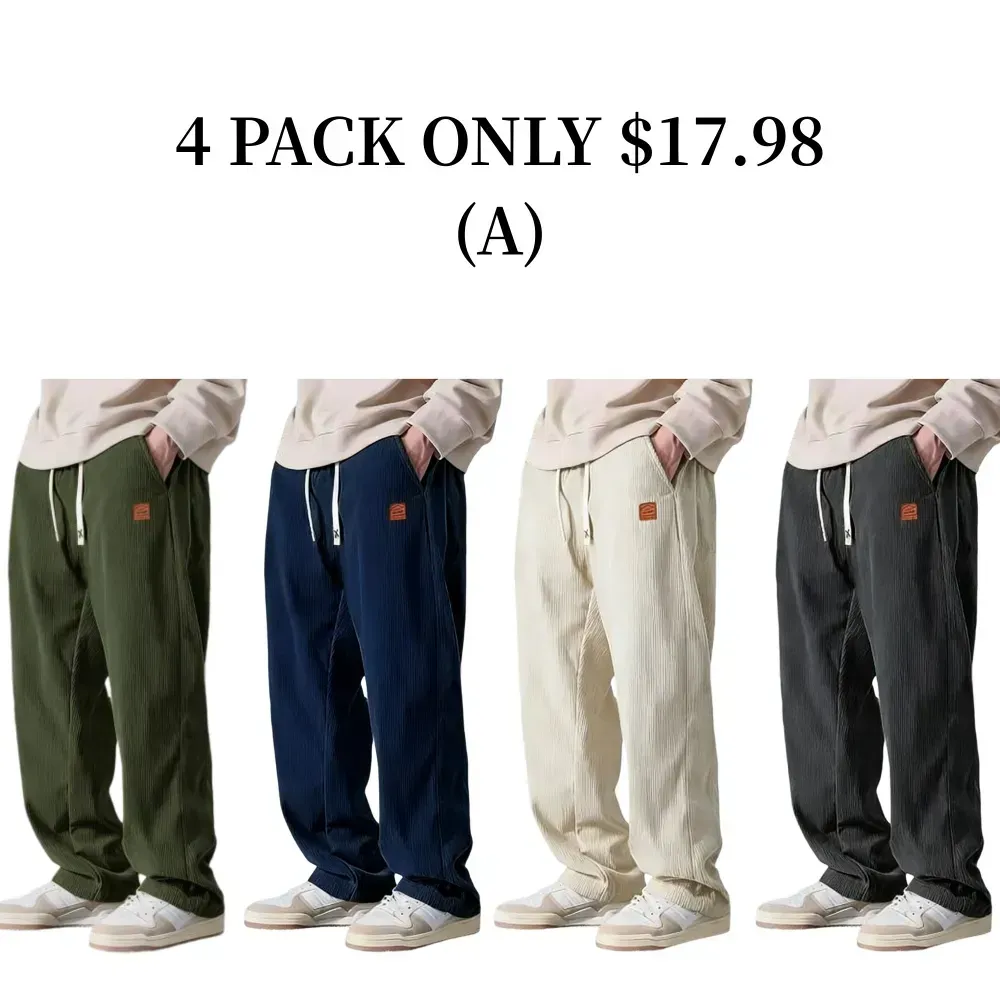 ⚡Men's Corduroy Straight-Leg Sweatpants Autumn New Arrival Loose Fit Wide-Leg Casual Pants⚡