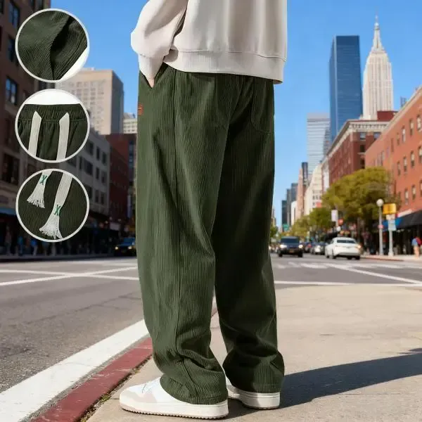 ⚡Men's Corduroy Straight-Leg Sweatpants Autumn New Arrival Loose Fit Wide-Leg Casual Pants⚡