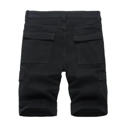 Men's Ripped Denim Shorts, Stretch, Distressed Street Style