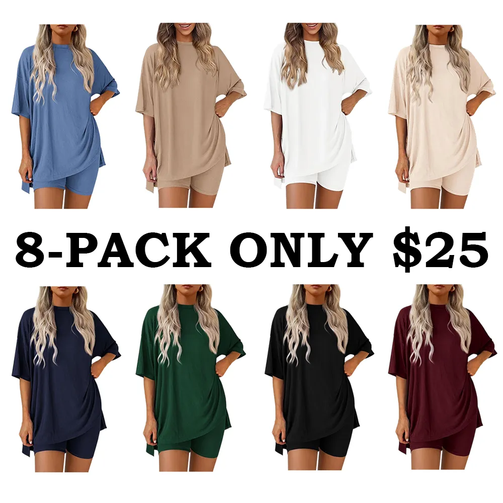 Women Summer Casual Oversized Shirts & Side Pocket Shorts
