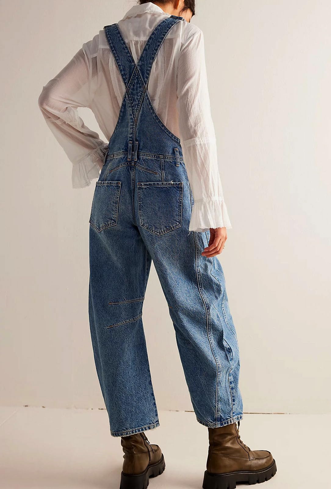 Women's Wide-Leg Denim Overall Vintage Barrel Jumpsuit