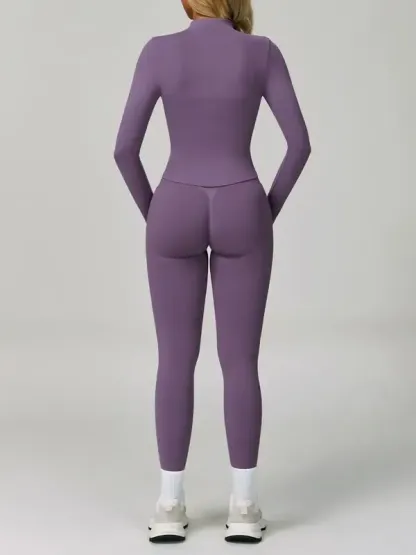 Women Quick-Dry Running Yoga 3-Piece Jacket Leggings Set