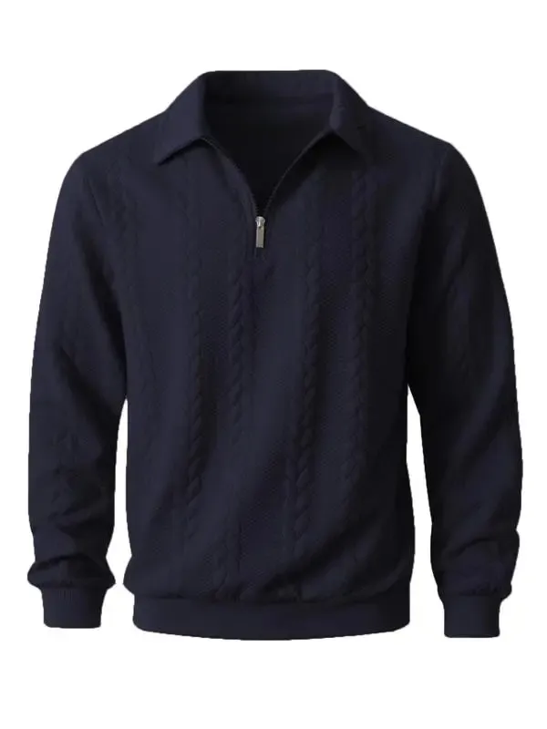 Men's Fall Winter Outfits Knitted Polo Neck Long Sleeve Sweatshirt for Daliy Wear