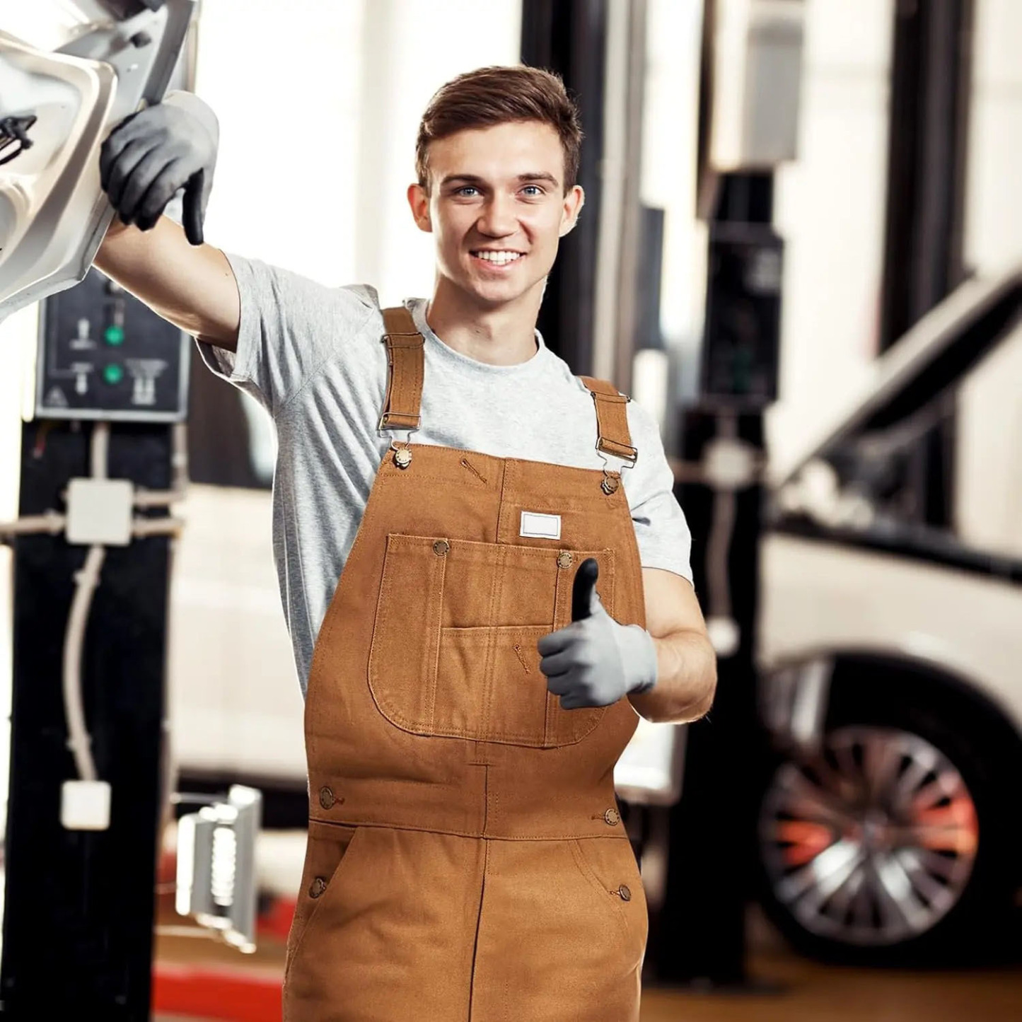 Men's Denim Bib Overalls,  Workwear with Adjustable Straps and Convenient Tool Pockets