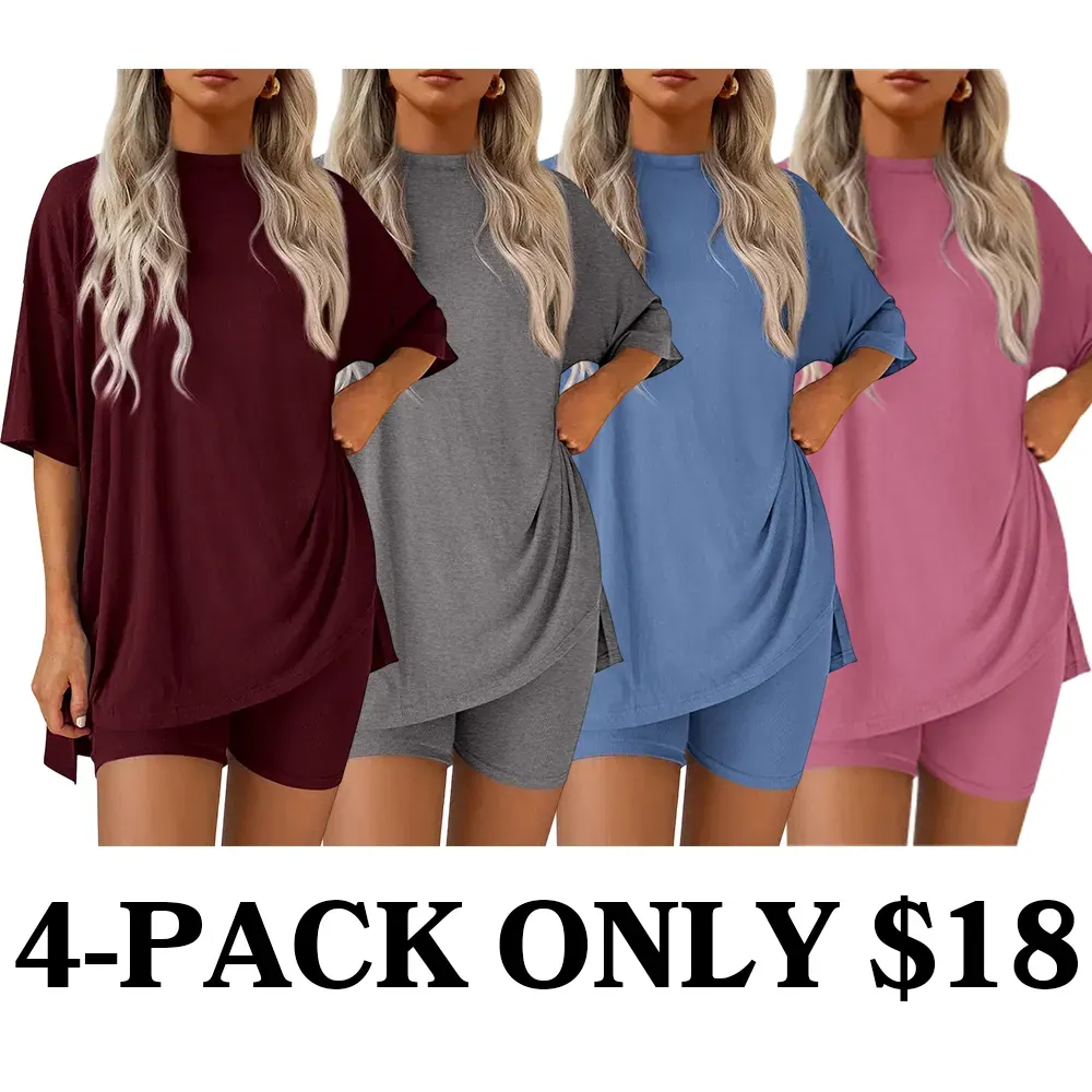 Women Summer Casual Oversized Shirts & Side Pocket Shorts