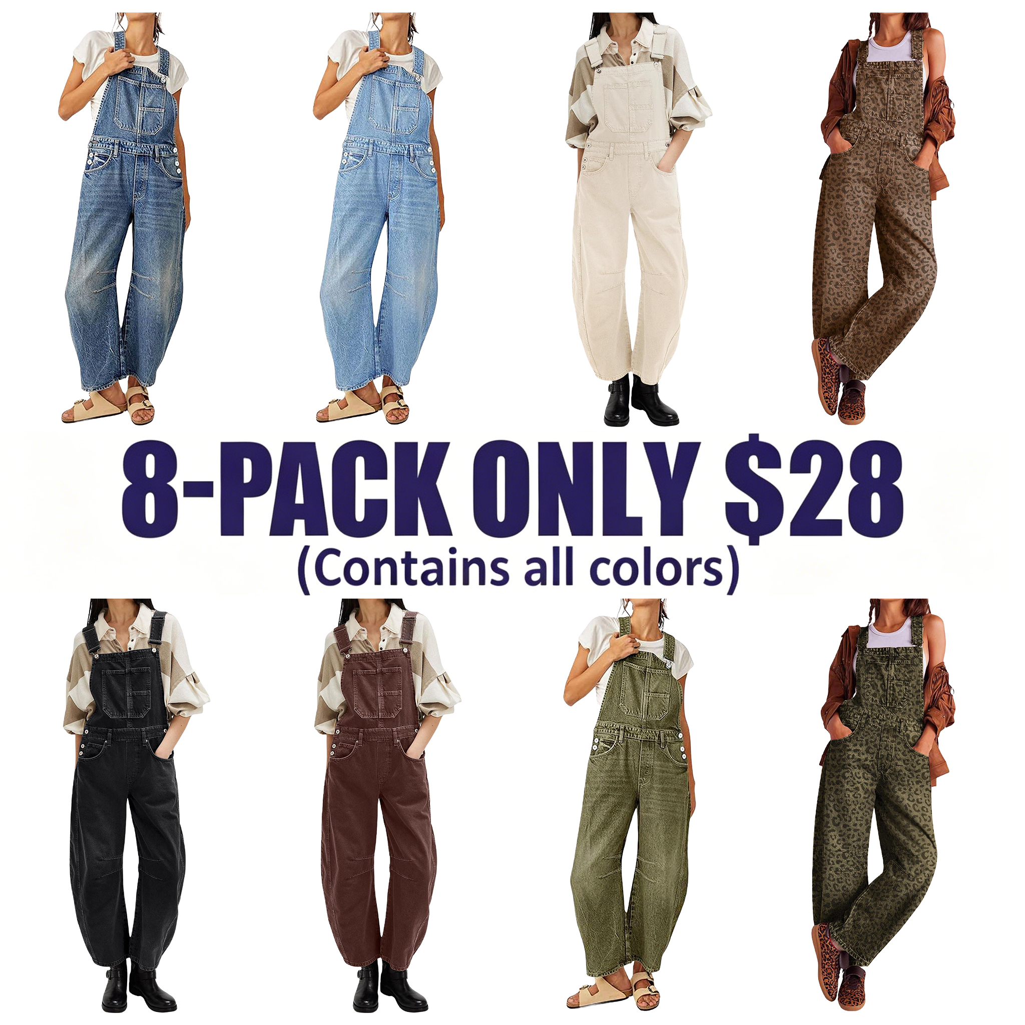 Women's Wide-Leg Denim Overall Vintage Barrel Jumpsuit