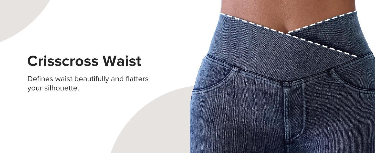 BRXL High Waisted Stretchy Crossover Denim Jeans for Women Flare Jeggings Bootcut Denim with Pockets Trendy & Flattering #Streetwear #outdoorfun #tiktokshopspringglowup #tiktokshopfashion-1