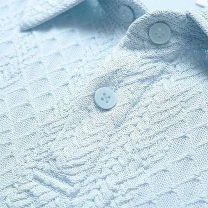 Men's Summer Casual Textured Polo Shirt and Shorts Two-Piece Set