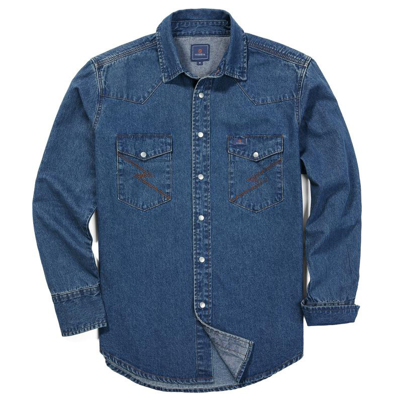 🔥AUGUST HOT-SALE 🔥Men's Long Sleeve Stone-Washed and Pre-Washed Denim Work Shirt