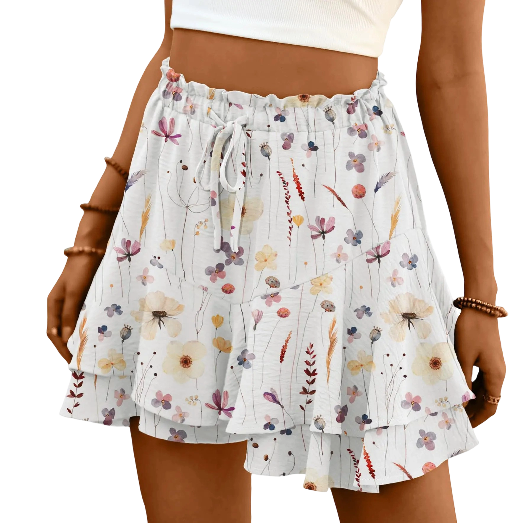 🔥Flowy Shorts for Women Boho Ruffle Tiered Butterfly Skorts