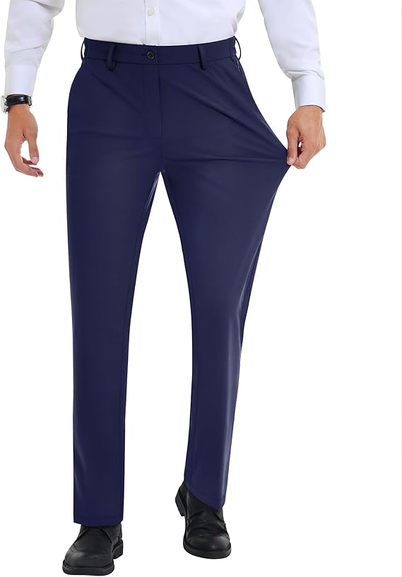 Men’s Stretch Dress Pants With Expandable Waist