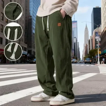 ⚡Men's Corduroy Straight-Leg Sweatpants Autumn New Arrival Loose Fit Wide-Leg Casual Pants⚡