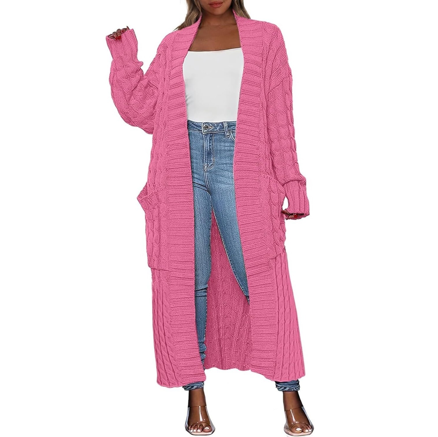Women's Long Cardigan 2025 Oversized Coat Long Sleeve Open Cardigan Knitted Extra