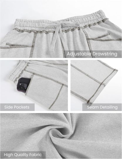 Womens Baggy Barrel Pants Wide Leg Lounge Drawstring Sweatpants with Pockets