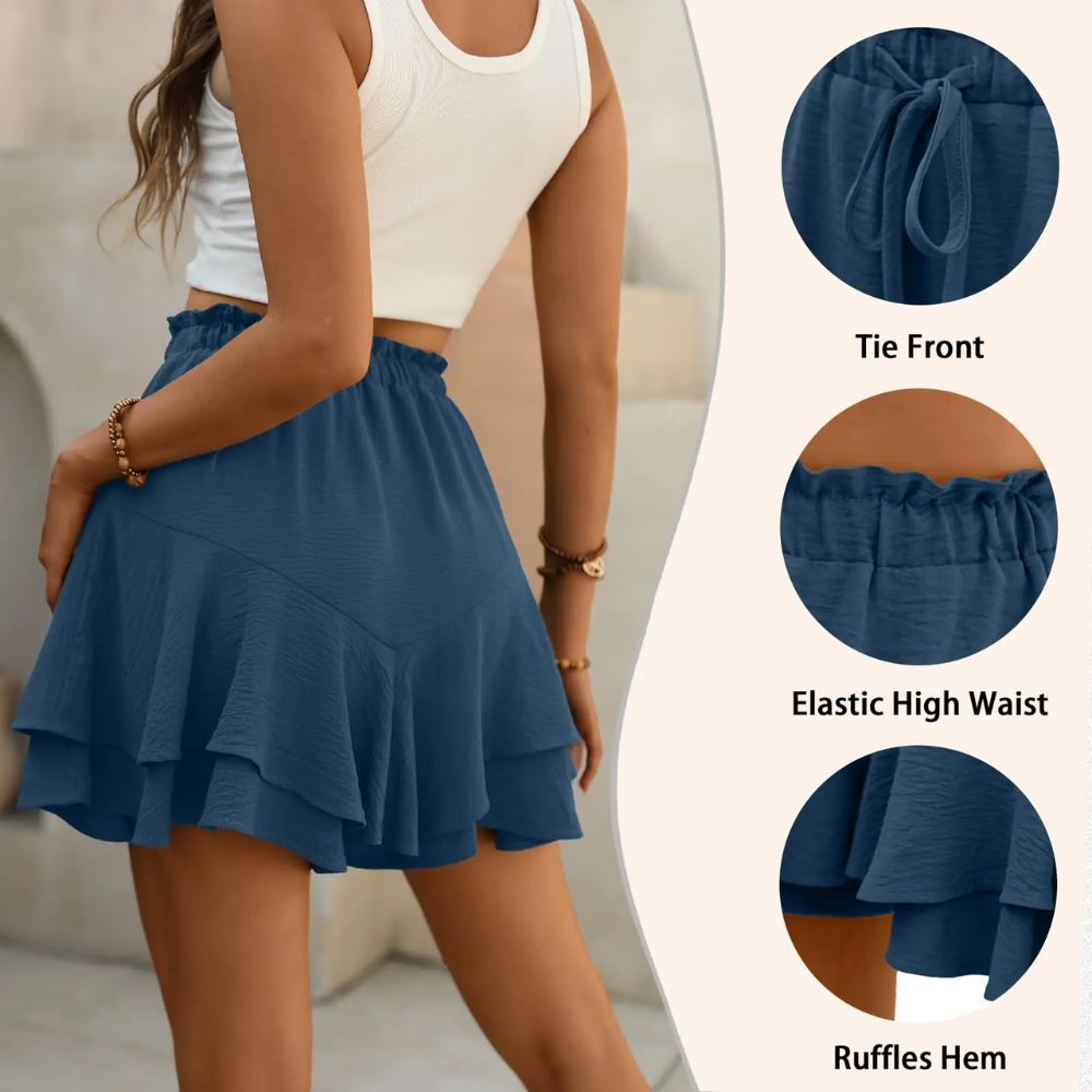 🔥Flowy Shorts for Women Boho Ruffle Tiered Butterfly Skorts