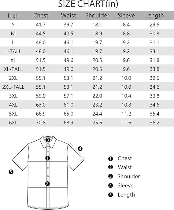 Men's Short Sleeve Dress Shirts Casual Button Down Wrinkle-Free Shirt