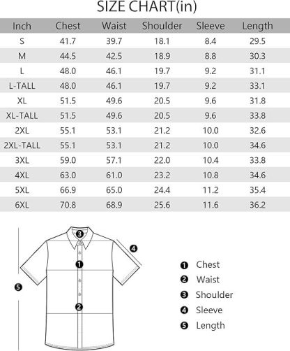 Men's Short Sleeve Dress Shirts Casual Button Down Wrinkle-Free Shirt