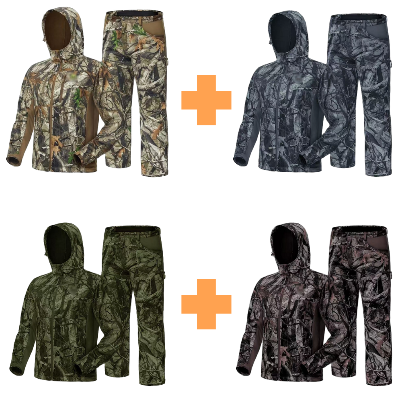 Men’s 2-Pack Fleece-Lined Hunting Jacket & Pants Set – Water-Resistant, Silent, Safety Harness Compatible