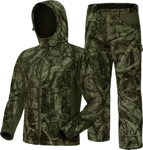 Men’s 2-Pack Fleece-Lined Hunting Jacket & Pants Set – Water-Resistant, Silent, Safety Harness Compatible