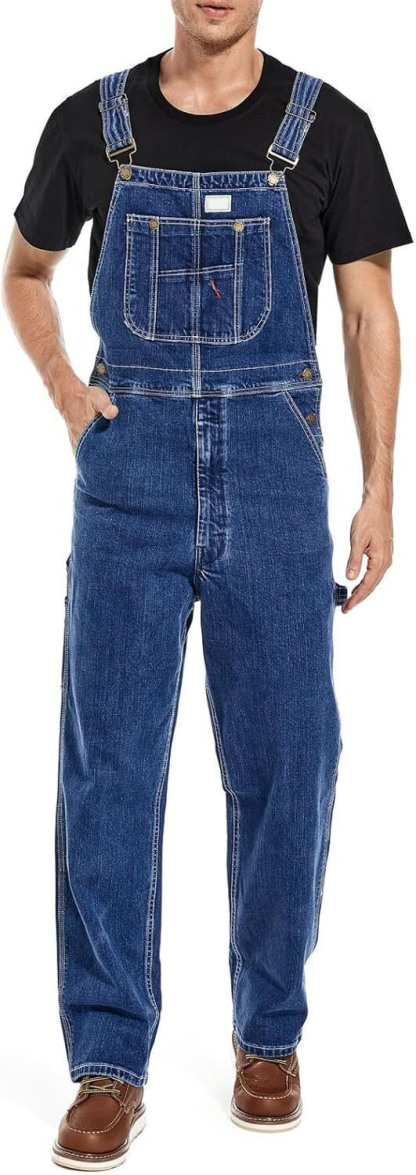 Men's Denim Bib Overalls,  Workwear with Adjustable Straps and Convenient Tool Pockets