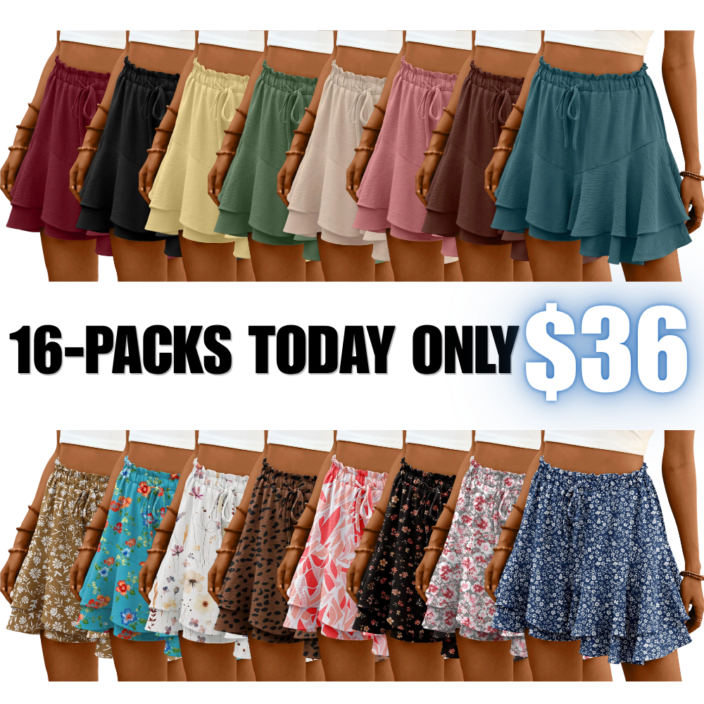 🔥Flowy Shorts for Women Boho Ruffle Tiered Butterfly Skorts