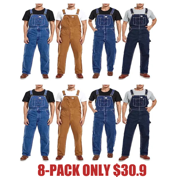 Men's Denim Bib Overalls,  Workwear with Adjustable Straps and Convenient Tool Pockets