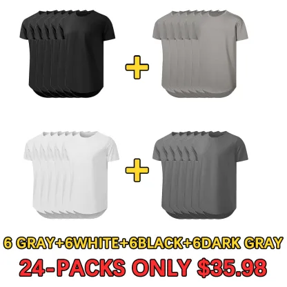 🔥Men's 12-Pack Cotton Hipster Hip Hop Longline Crewneck T-Shirt