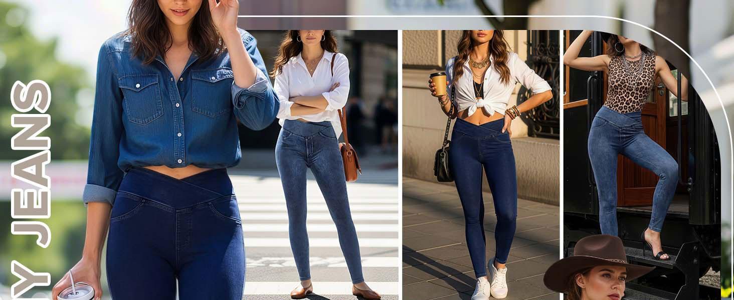 BRXL High Waisted Stretchy Crossover Denim Jeans for Women Flare Jeggings Bootcut Denim with Pockets Trendy & Flattering #Streetwear #outdoorfun #tiktokshopspringglowup #tiktokshopfashion-1