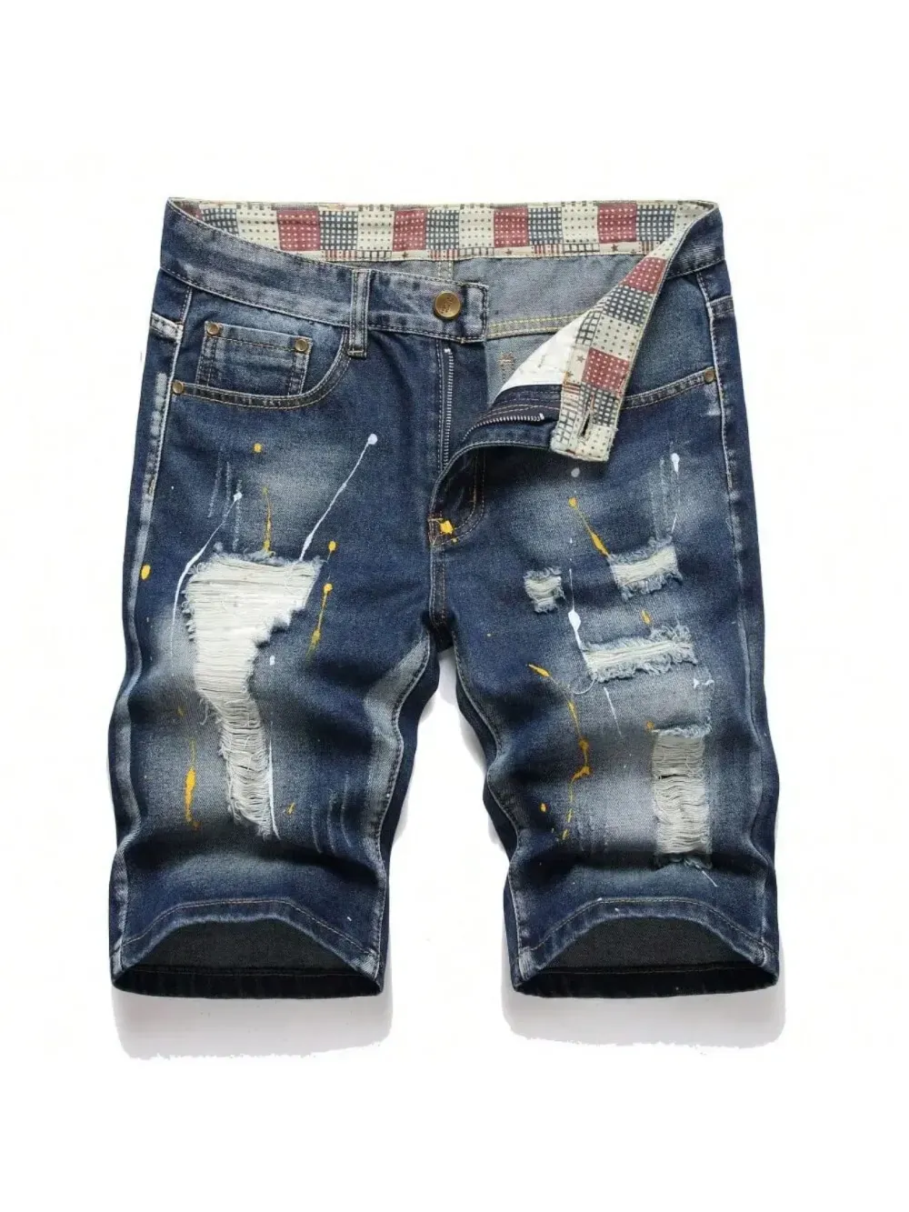 Men's Ripped Denim Shorts, Stretch, Distressed Street Style