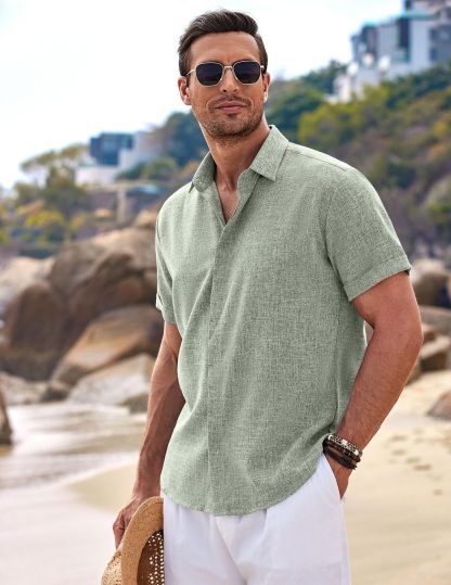 Men's Linen Shirt Short Sleeve Casual Shirt