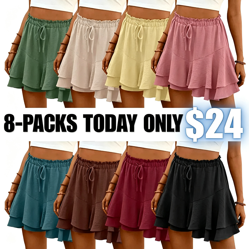 🔥Flowy Shorts for Women Boho Ruffle Tiered Butterfly Skorts