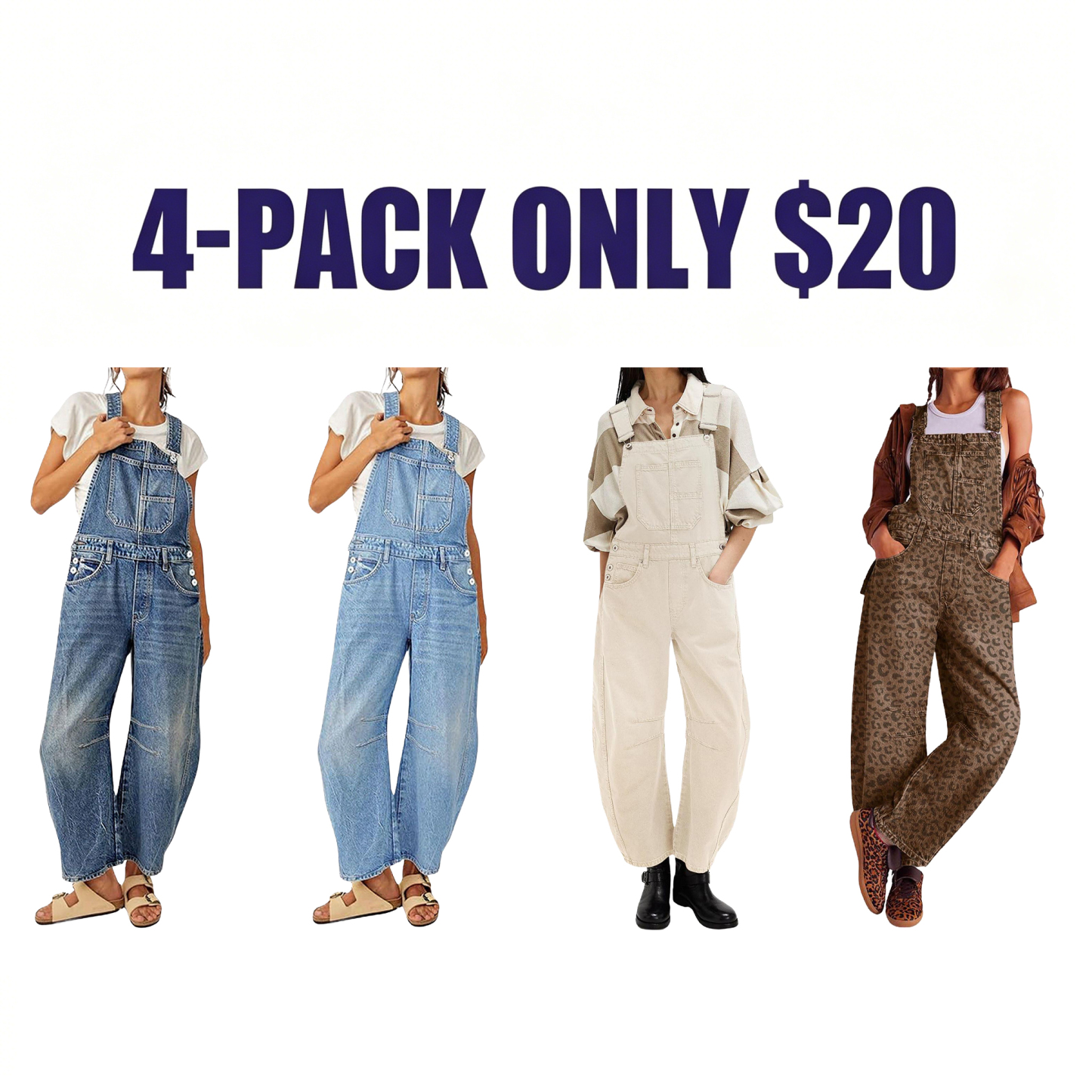 Women's Wide-Leg Denim Overall Vintage Barrel Jumpsuit