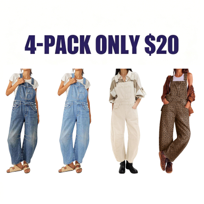 Women's Wide-Leg Denim Overall Vintage Barrel Jumpsuit