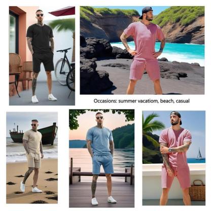 8 Pack-Mens Short Sets 2 Piece Outfits Fashion Summer Tracksuits Casual Set