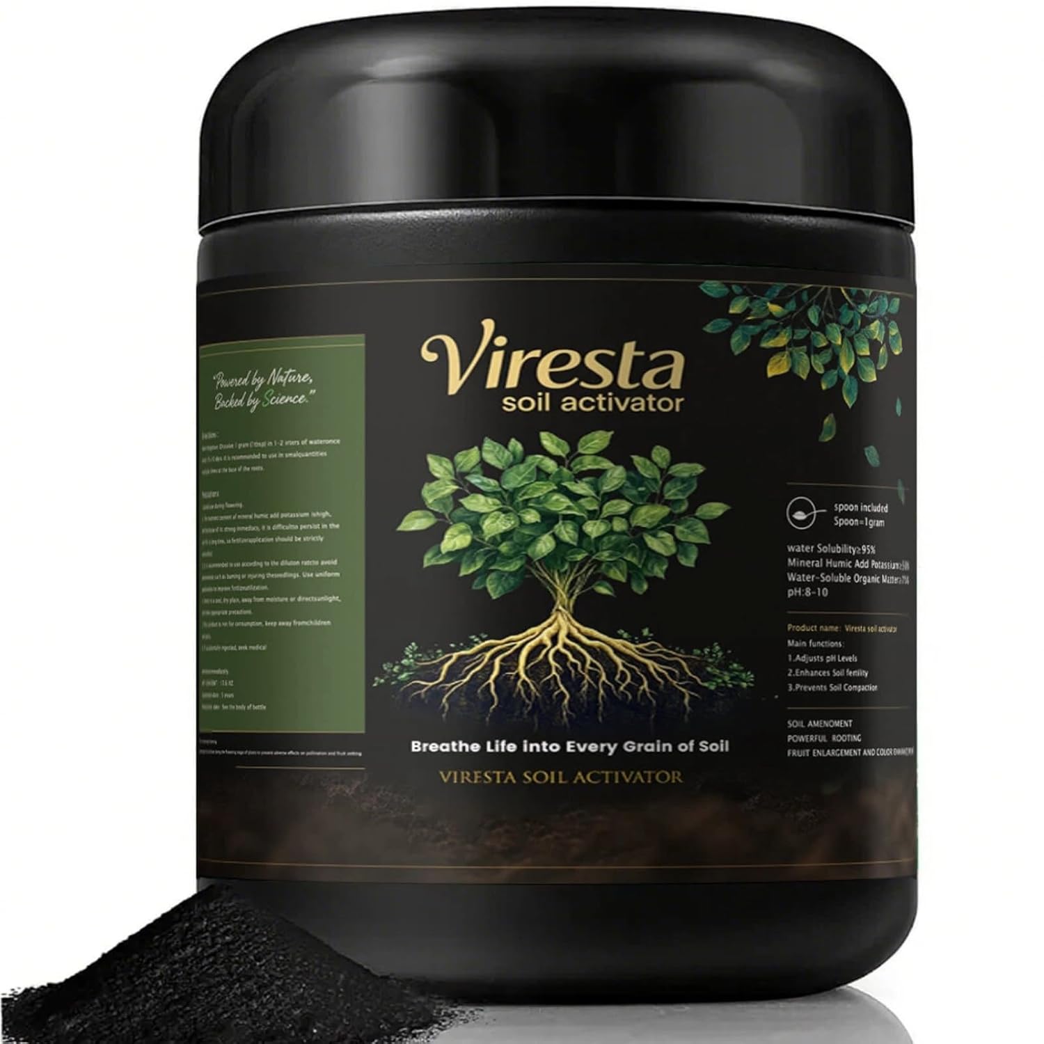 Viresta Soil Revitalizer - Viresta S-Oil Activator for Plants, Lawn & Garden Soil Conditioner - Plant Food Enhancer, Concentrated Humic Acid Formula - Promotes Root Growth & Nutrient Uptake