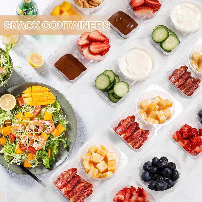 Clear Reusable Snack Airtight Container Set with Lid, Stackable Plastic Double Compartment Snack Box, Leak Proof Food Storage Containers, Leakproof Snack Pack Container for On-the-go Meals and Camping, Kitchen, Eating Containers, Food Storage Organizer