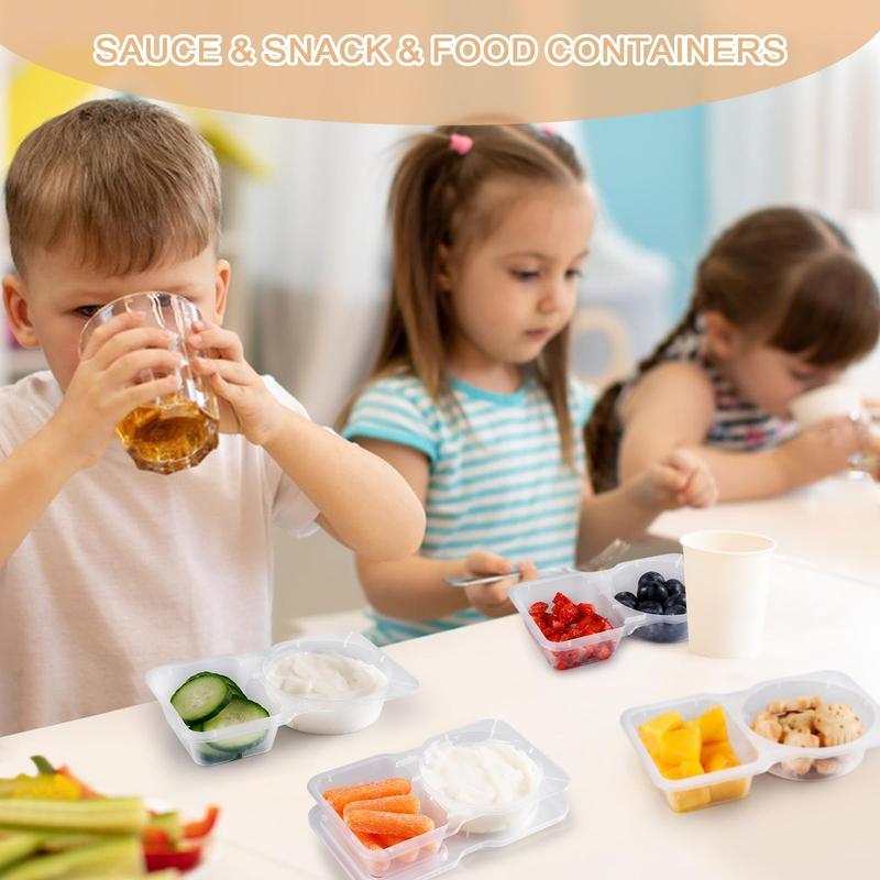 Clear Reusable Snack Airtight Container Set with Lid, Stackable Plastic Double Compartment Snack Box, Leak Proof Food Storage Containers, Leakproof Snack Pack Container for On-the-go Meals and Camping, Kitchen, Eating Containers, Food Storage Organizer