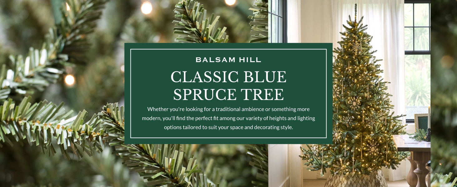 Classic Blue Spruce artificial Christmas trees with lights
