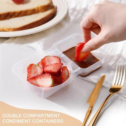 Clear Reusable Snack Airtight Container Set with Lid, Stackable Plastic Double Compartment Snack Box, Leak Proof Food Storage Containers, Leakproof Snack Pack Container for On-the-go Meals and Camping, Kitchen, Eating Containers, Food Storage Organizer