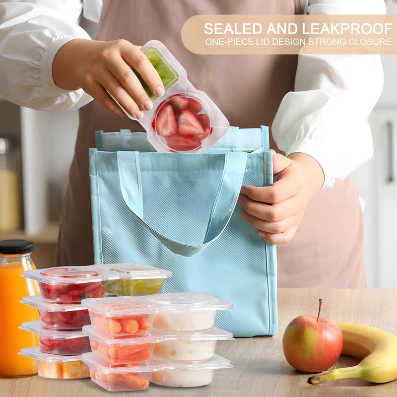 Clear Reusable Snack Airtight Container Set with Lid, Stackable Plastic Double Compartment Snack Box, Leak Proof Food Storage Containers, Leakproof Snack Pack Container for On-the-go Meals and Camping, Kitchen, Eating Containers, Food Storage Organizer