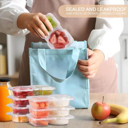 Clear Reusable Snack Airtight Container Set with Lid, Stackable Plastic Double Compartment Snack Box, Leak Proof Food Storage Containers, Leakproof Snack Pack Container for On-the-go Meals and Camping, Kitchen, Eating Containers, Food Storage Organizer