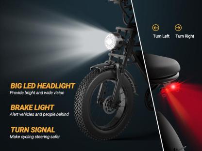 【Qlaway, VOLTVOGUE】Peak 1500W Electric Off-Road Bike 20-Inch Full Suspension E-Motorcycle, 48V 18Ah Removable Battery, 31MPH Top Speed, 40-55 Mile Range, 2-Seater, LED Headlights, 20-Inch All-Terrain Fat Tires, UL 2849 Certified