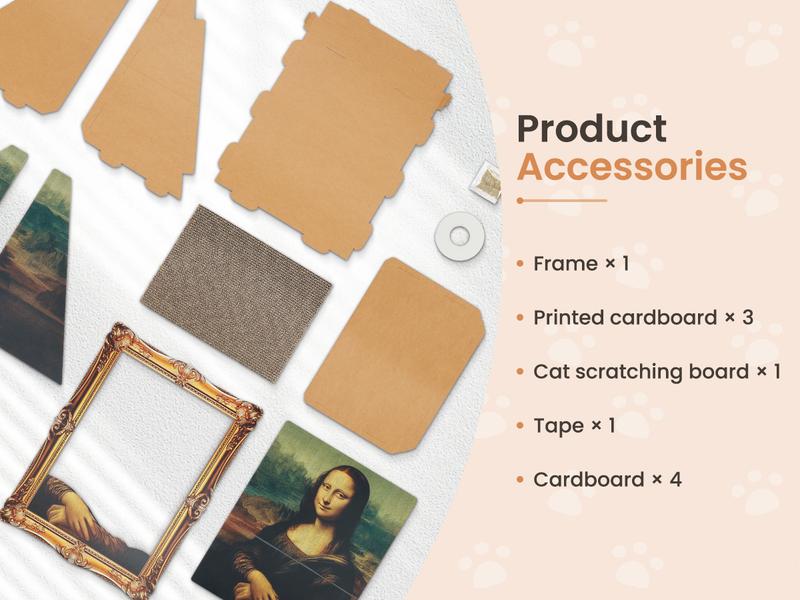 Vagascape Art Cat House with Cat Scratcher,Mona Lisa 4D Frame, Famous Oil Painting Frame Cardboard Cat Bed, 2026 with Arm Front Panel, Easy-to-Assemble Bed Couch Cave Condo Creative Home Decoration