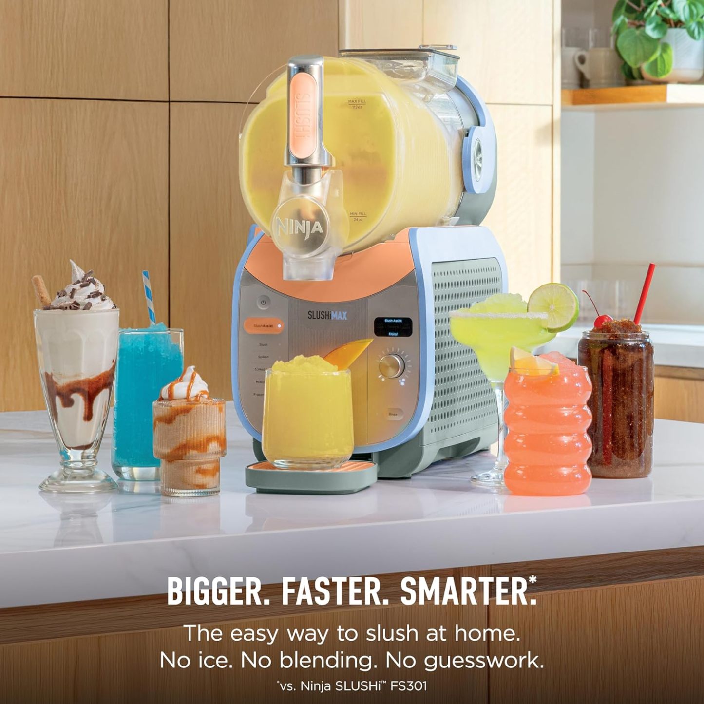 Ninja SLUSHi Max | XXL Smart Frozen Drink Maker | Exclusive Smart Technology | Party-Sized 150oz Capacity | No Ice Needed | 6 Programs | Perfect Temp & Texture up to 12 hours | Peach | FS605