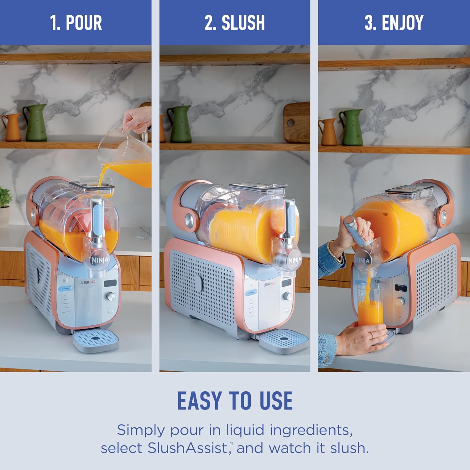 Ninja SLUSHi Max | XXL Smart Frozen Drink Maker | Exclusive Smart Technology | Party-Sized 150oz Capacity | No Ice Needed | 6 Programs | Perfect Temp & Texture up to 12 hours | Peach | FS605
