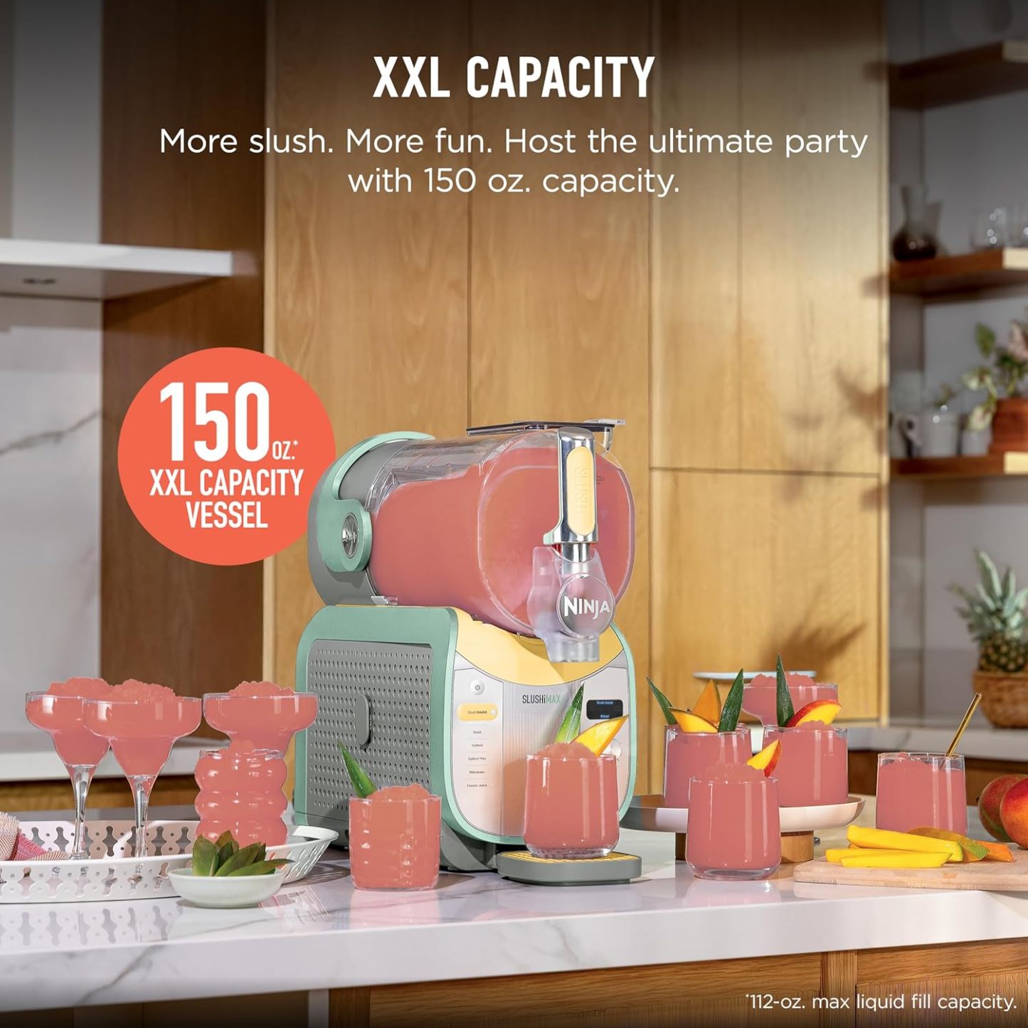 Ninja SLUSHi Max | XXL Smart Frozen Drink Maker | Exclusive Smart Technology | Party-Sized 150oz Capacity | No Ice Needed | 6 Programs | Perfect Temp & Texture up to 12 hours | Peach | FS605