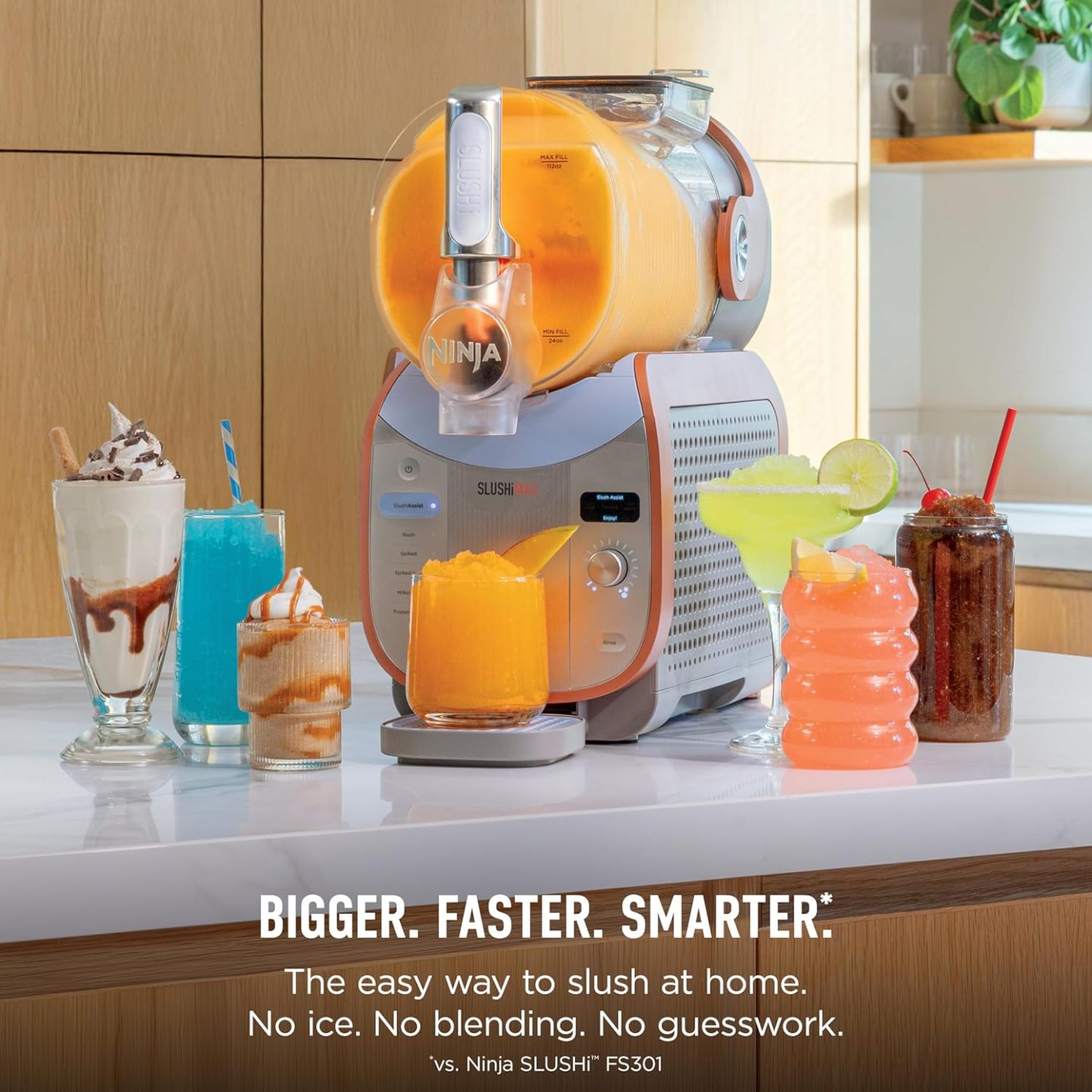 Ninja SLUSHi Max | XXL Smart Frozen Drink Maker | Exclusive Smart Technology | Party-Sized 150oz Capacity | No Ice Needed | 6 Programs | Perfect Temp & Texture up to 12 hours | Peach | FS605