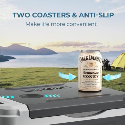 EUHOMY 12-Volt Refrigerator: a 11 Quart (10L)  compressor electric cooler with APP control. This car fridge supports both 12/24V DC and 120-240V AC power supply, with a cooling range of -4℉ to 68℉. It's a portable freezer ideal for RVs, travel.