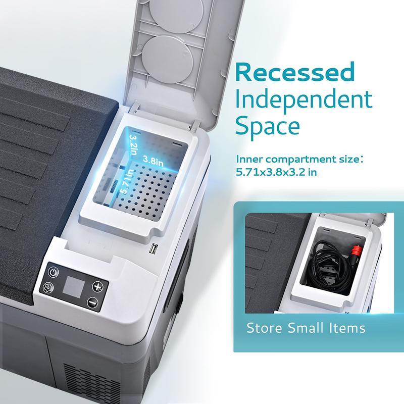 EUHOMY 12 Volt Refrigerator, 24QT(23Liter) Portable Freezer Fridge, Car refrigerator with 12/24V DC & 110-240V AC, Electric Compressor Cooler for Camping, Travel, RV, Truck, Outdoor or Home Battery Sold Separately